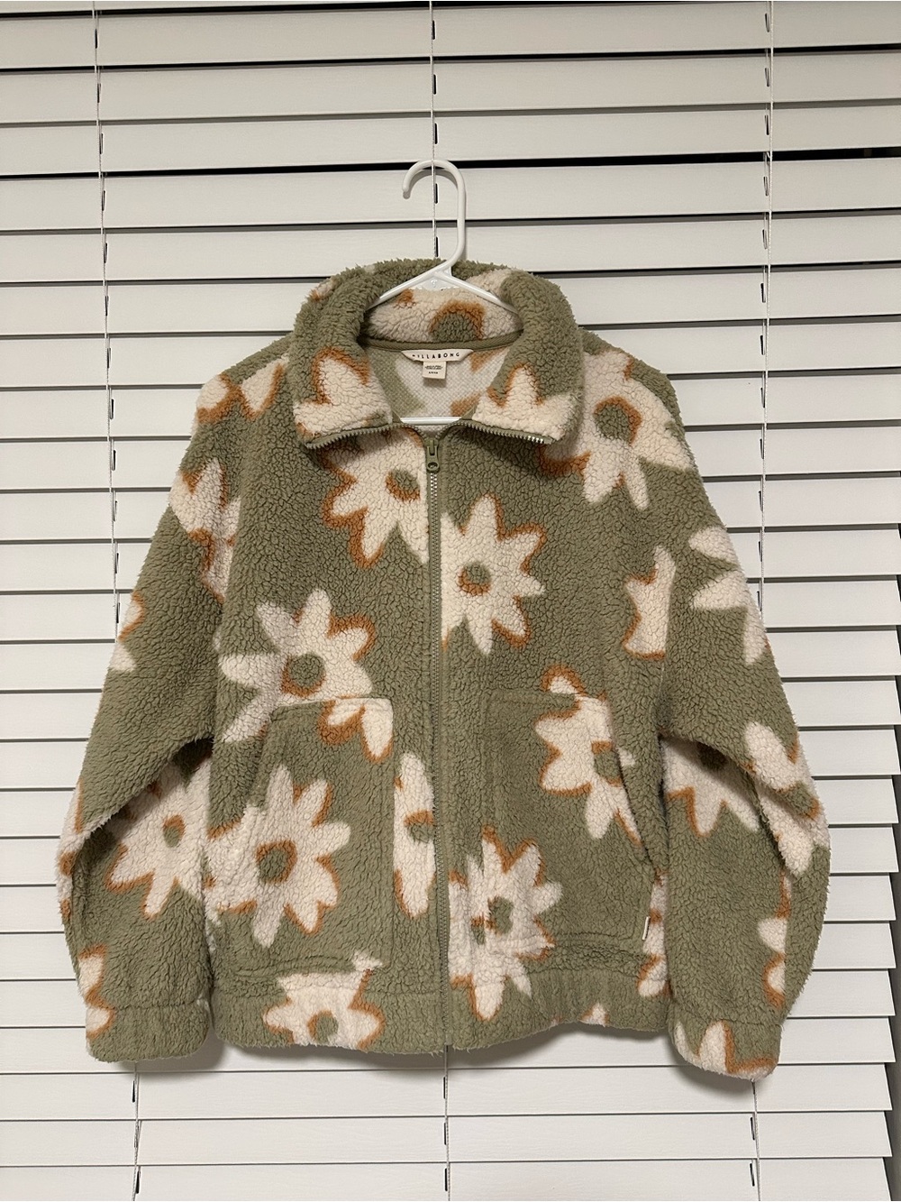 Billabong Green Floral Sherpa Jacket Sz S